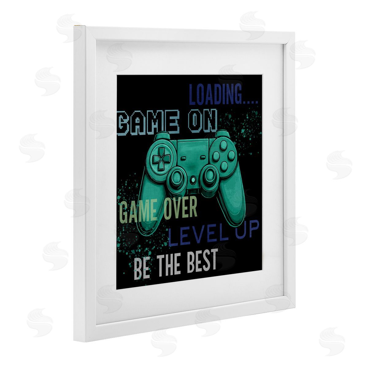 Kim Allen Game On Level Up Controller White Framed Print Under Glass with Mat Wall Art