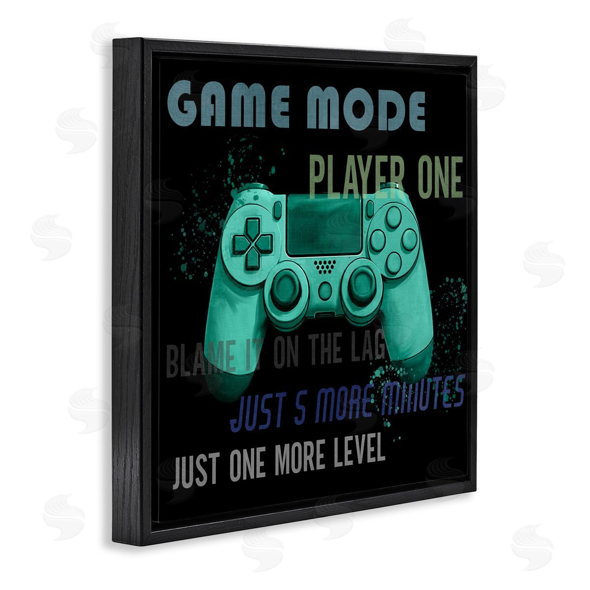 Kim Allen Game Mode Player One Controller Black Floating Frame Canvas Wall Art Print