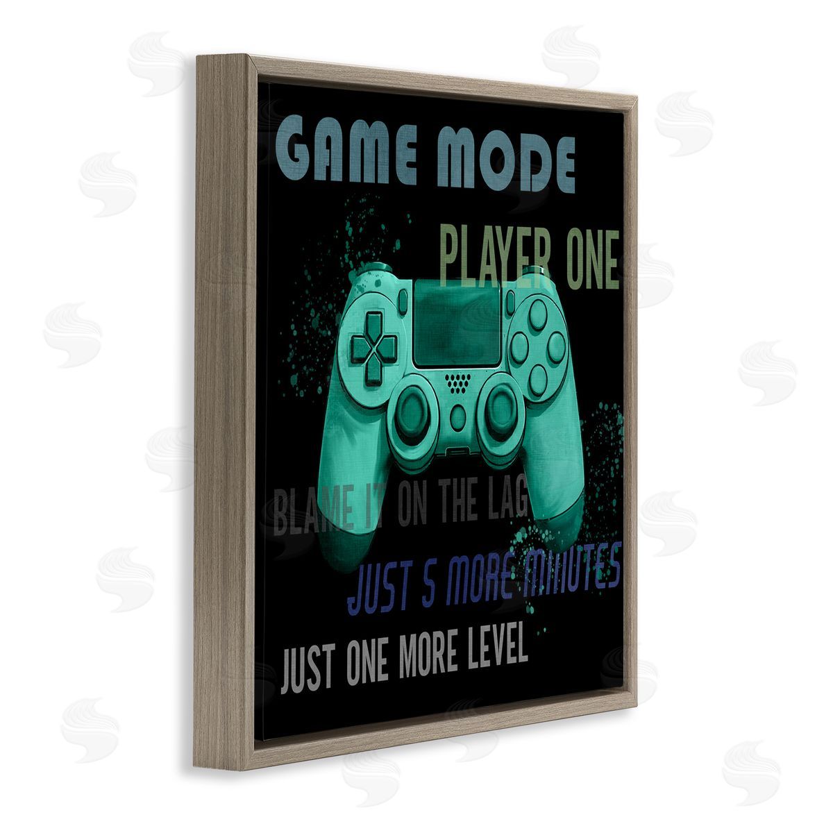 Kim Allen Game Mode Player One Controller Brown Floating Frame Canvas Wall Art Print