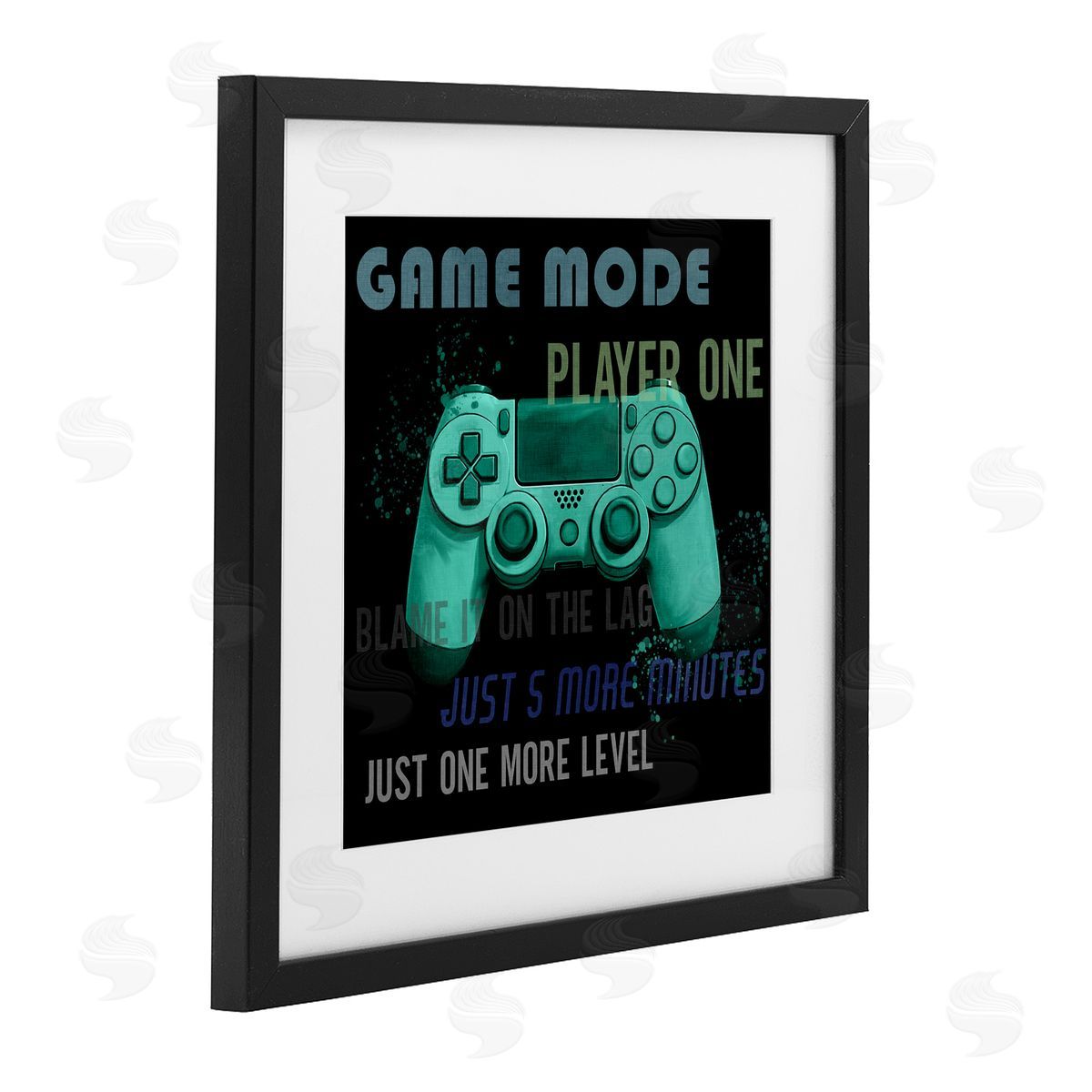 Kim Allen Game Mode Player One Controller Black Framed Print Under Glass with White Mat Wall Art