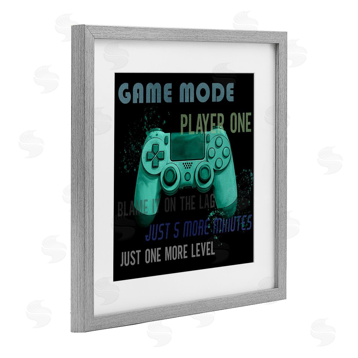 Kim Allen Game Mode Player One Controller Gray Framed Print Under Glass with White Mat Wall Art