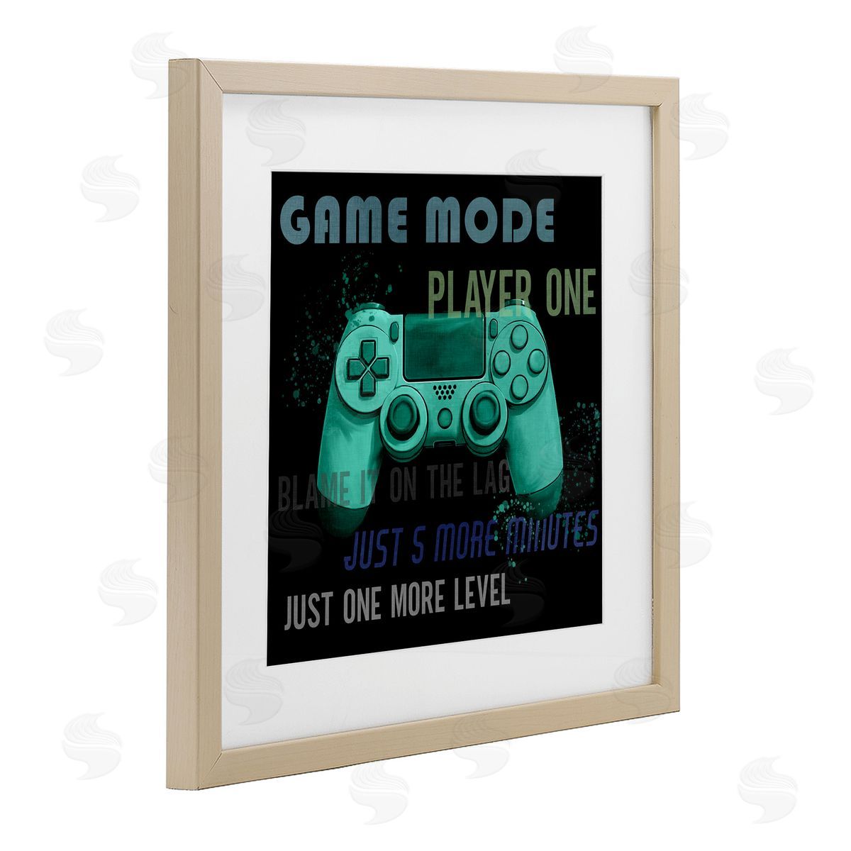 Kim Allen Game Mode Player One Controller Birch Framed Print Under Glass with White Mat Wall Art