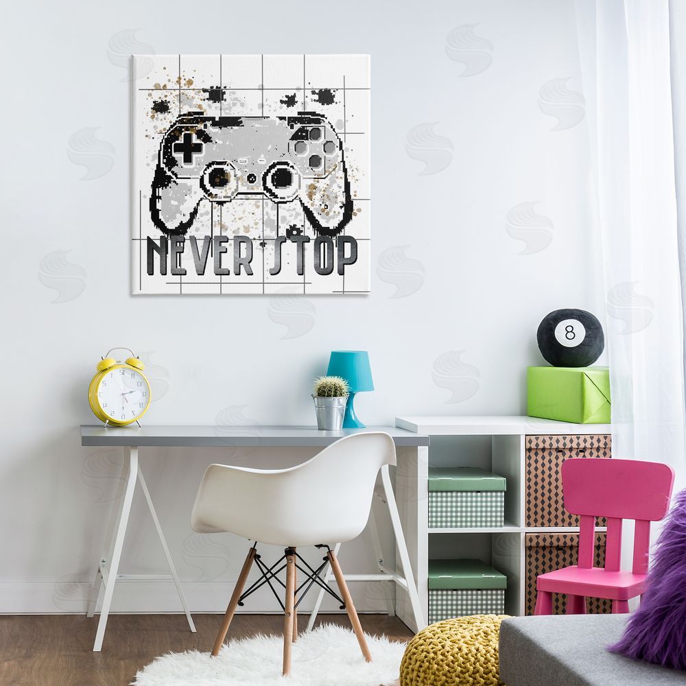 Kim Allen Never Stop Pixel Gamer Canvas Art on Wall
