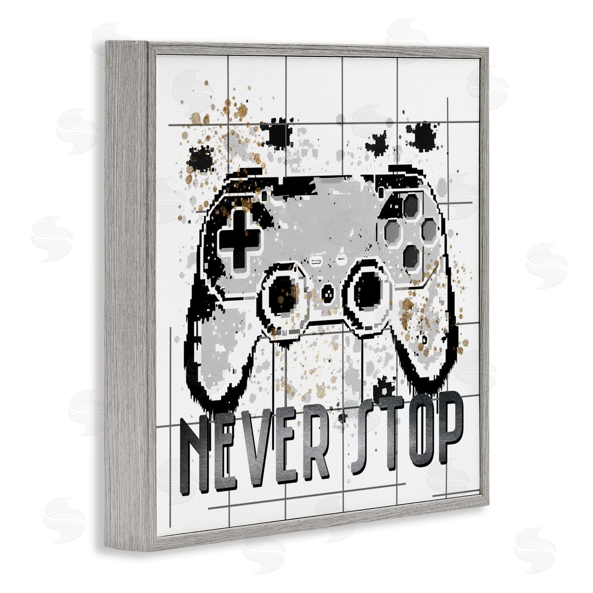 Kim Allen Never Stop Pixel Gamer Gray Framed Giclee Wall Art Print