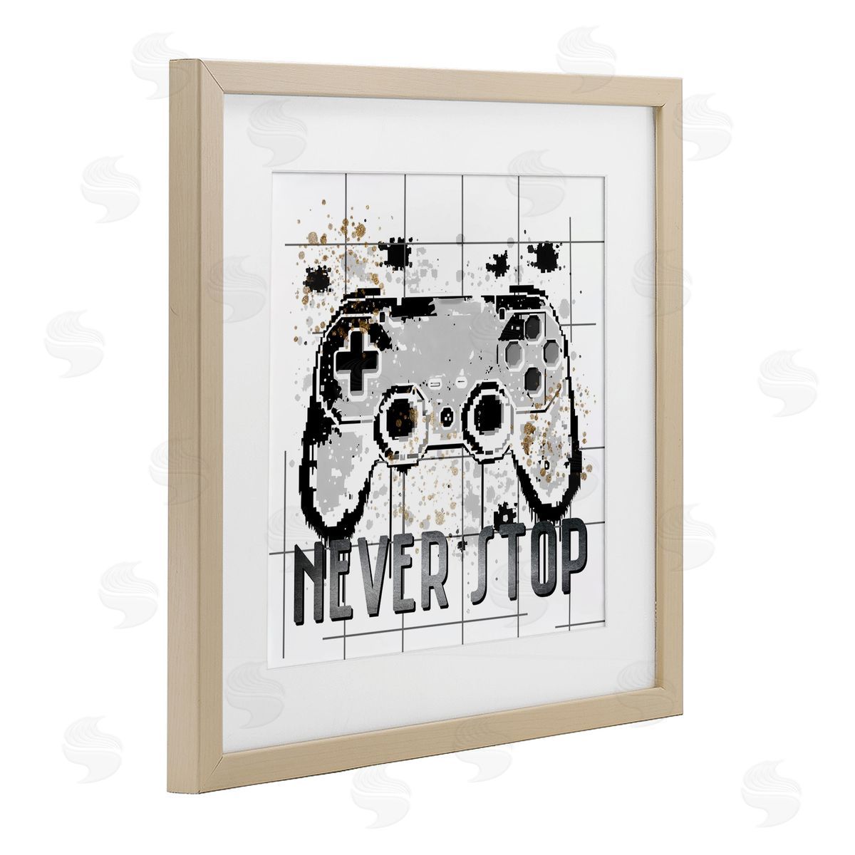 Kim Allen Never Stop Pixel Gamer Birch Framed Print Under Glass with White Mat Wall Art