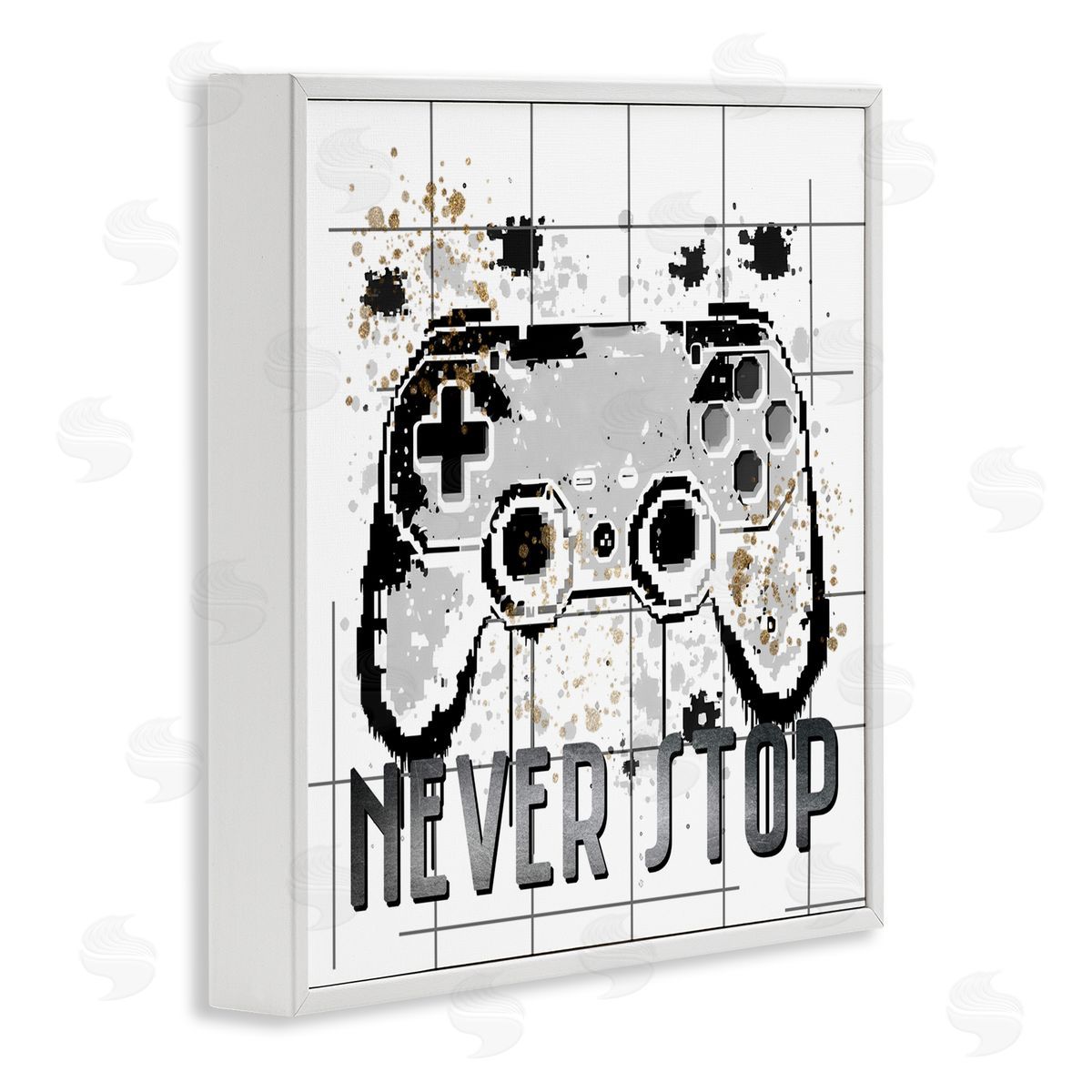 Kim Allen Never Stop Pixel Gamer White Framed Giclee Wall Art Print