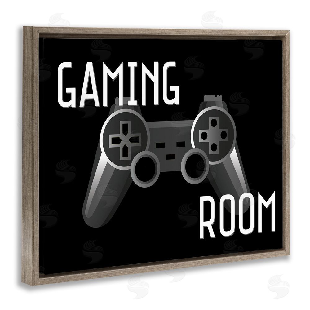 Kim Allen Gaming Room Black Controller Brown Floating Frame Canvas Wall Art Print