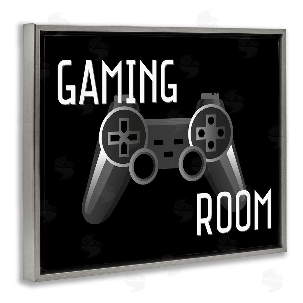 Kim Allen Gaming Room Black Controller Gray Floating Frame Canvas Wall Art Print