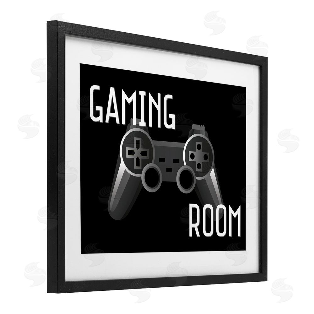 Kim Allen Gaming Room Black Controller Black Framed Print Under Glass with White Mat Wall Art