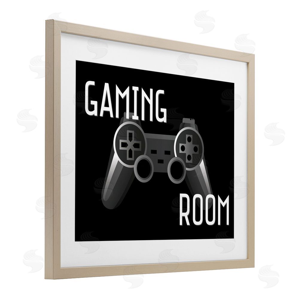 Kim Allen Gaming Room Black Controller Birch Framed Print Under Glass with White Mat Wall Art