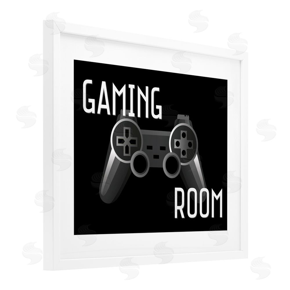 Kim Allen Gaming Room Black Controller White Framed Print Under Glass with Mat Wall Art