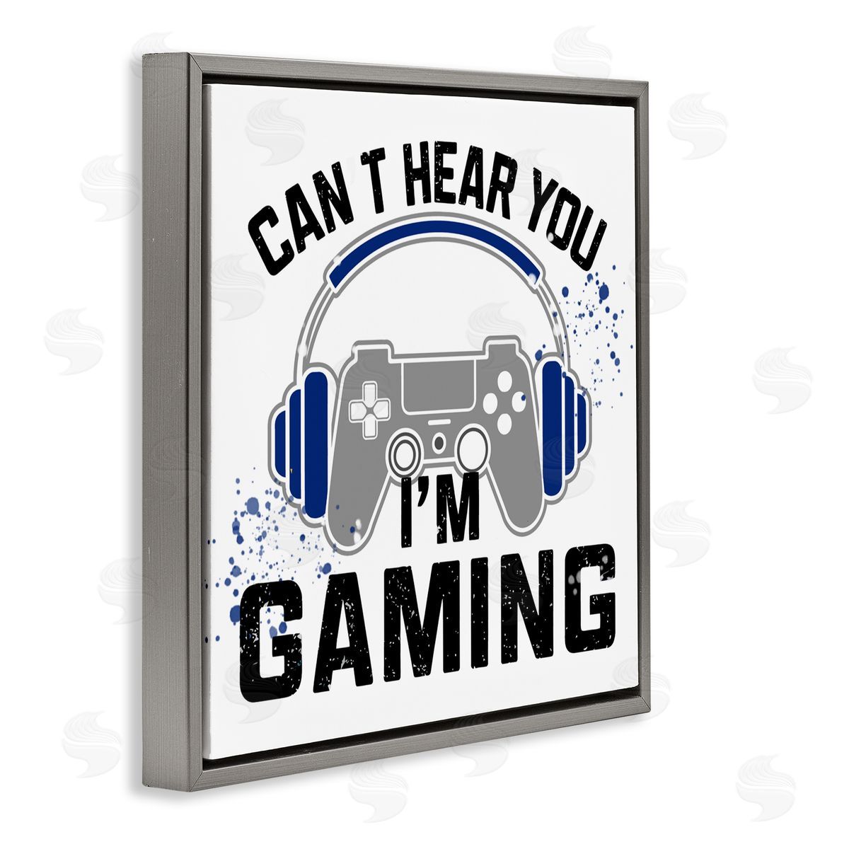 Kim Allen Can't Hear Gaming Gray Floating Frame Canvas Wall Art Print