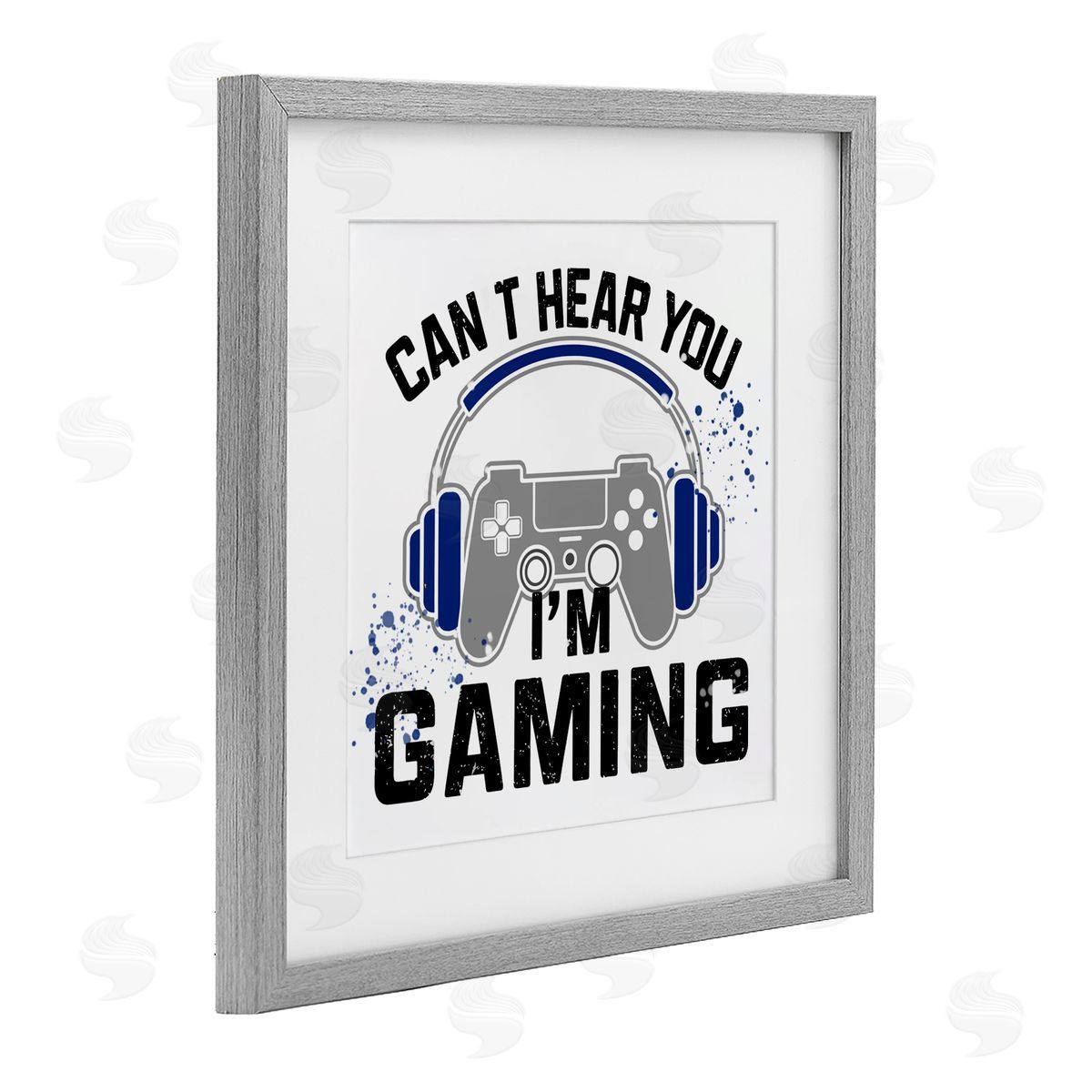 Kim Allen Can't Hear Gaming Gray Framed Print Under Glass with White Mat Wall Art