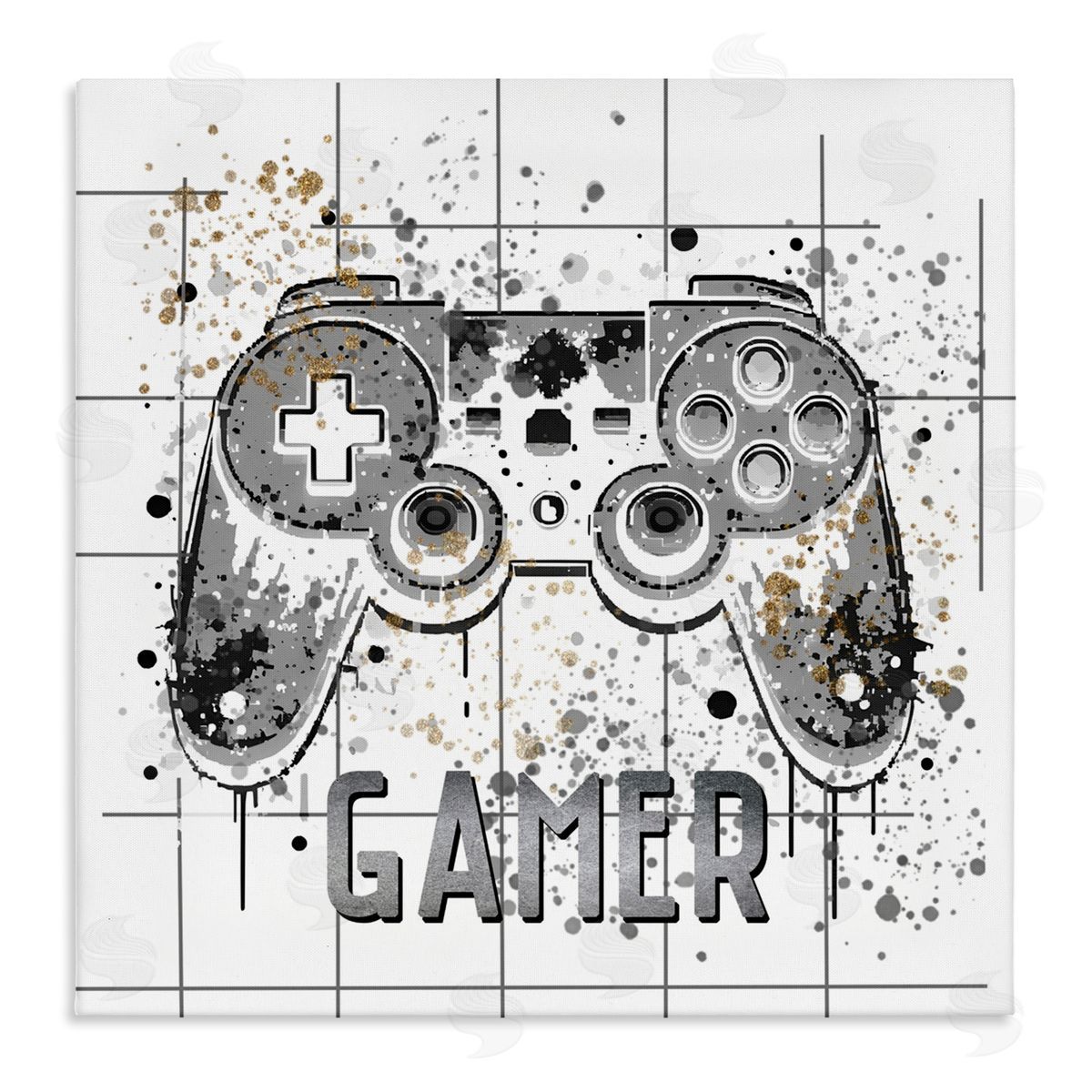 Kim Allen Gamer with Pixel Splatter Canvas Wall Art Print