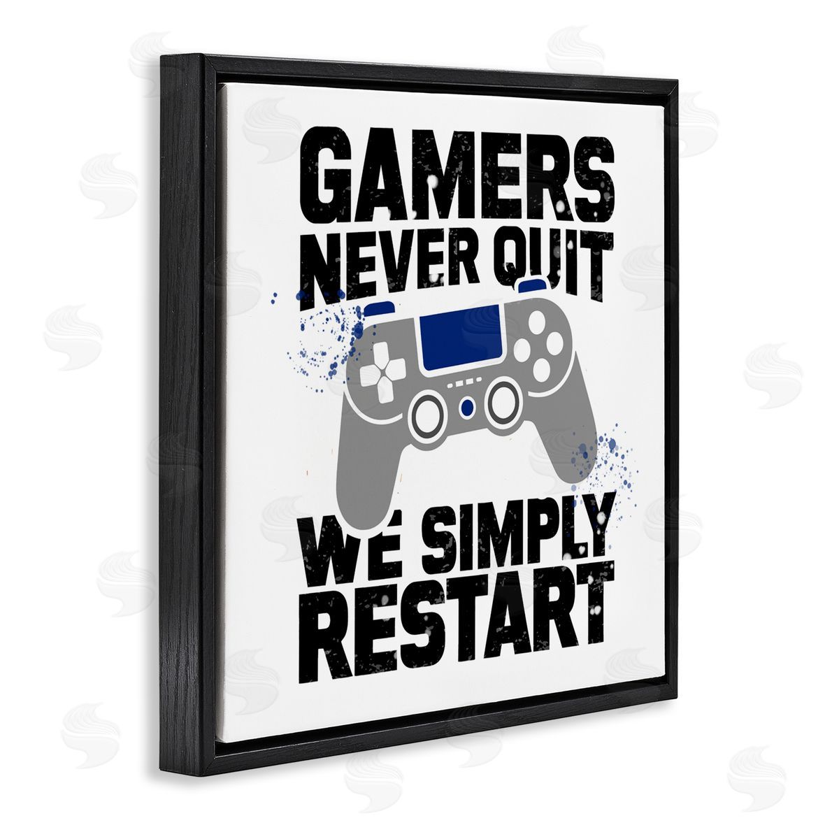 Kim Allen Simply Restart Gamer Motivation Black Floating Frame Canvas Wall Art Print