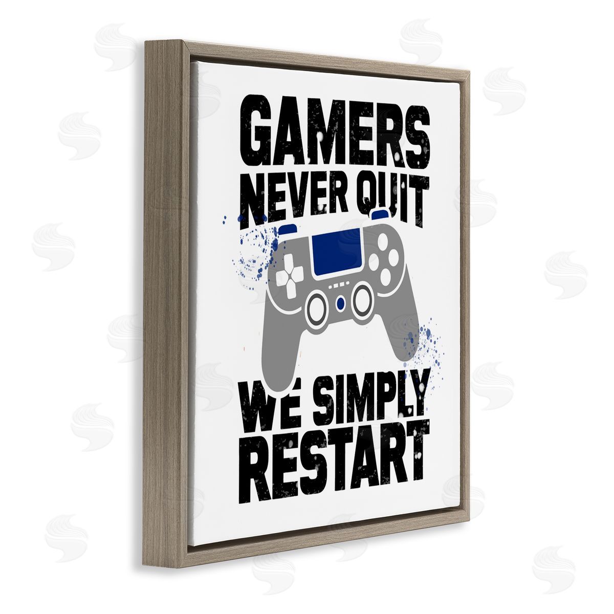Kim Allen Simply Restart Gamer Motivation Brown Floating Frame Canvas Wall Art Print