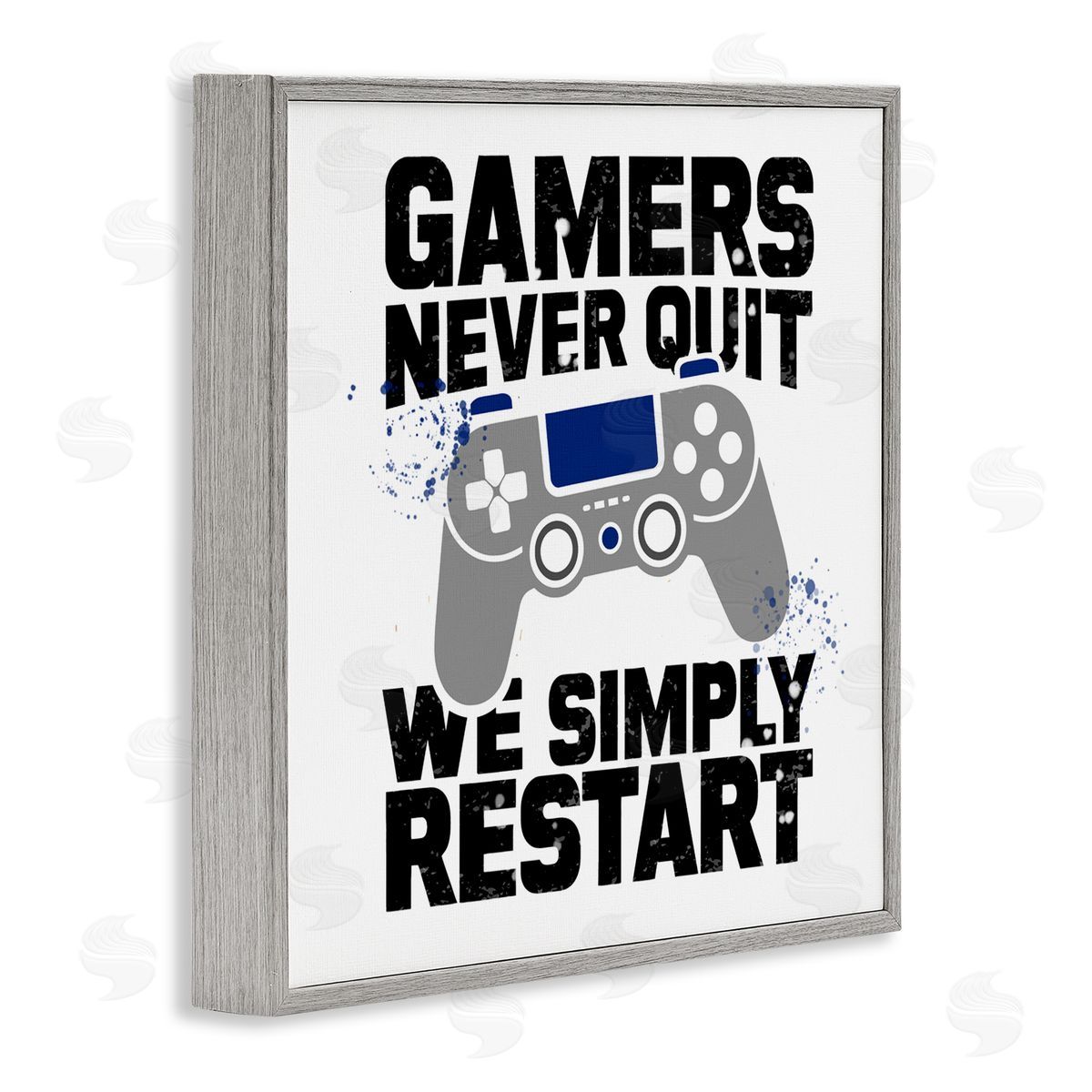 Kim Allen Simply Restart Gamer Motivation Gray Framed Giclee Wall Art Print