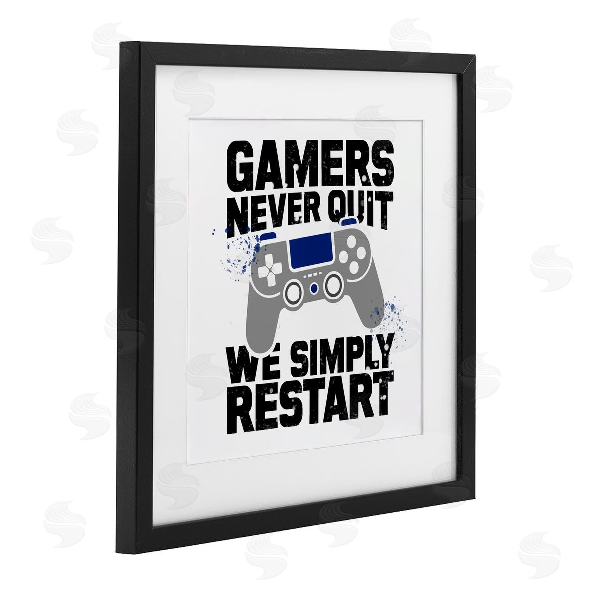 Kim Allen Simply Restart Gamer Motivation Black Framed Print Under Glass with White Mat Wall Art
