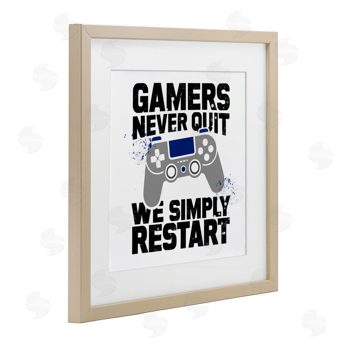 Kim Allen Simply Restart Gamer Motivation Birch Framed Print Under Glass with White Mat Wall Art