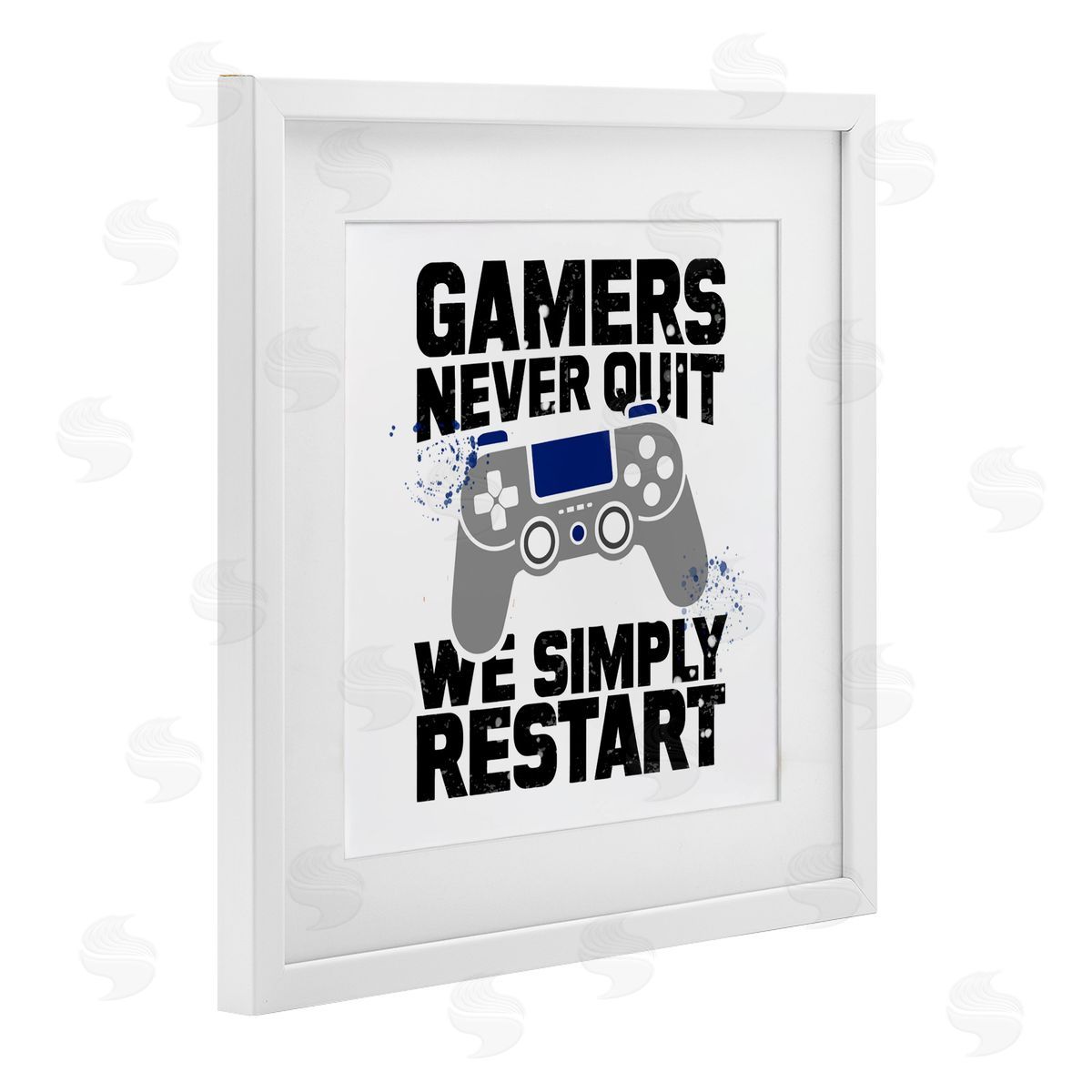 Kim Allen Simply Restart Gamer Motivation White Framed Print Under Glass with Mat Wall Art