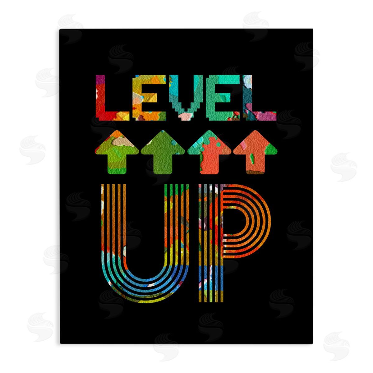 Marcus Prime Collaged Retro Level Up Canvas Wall Art Print
