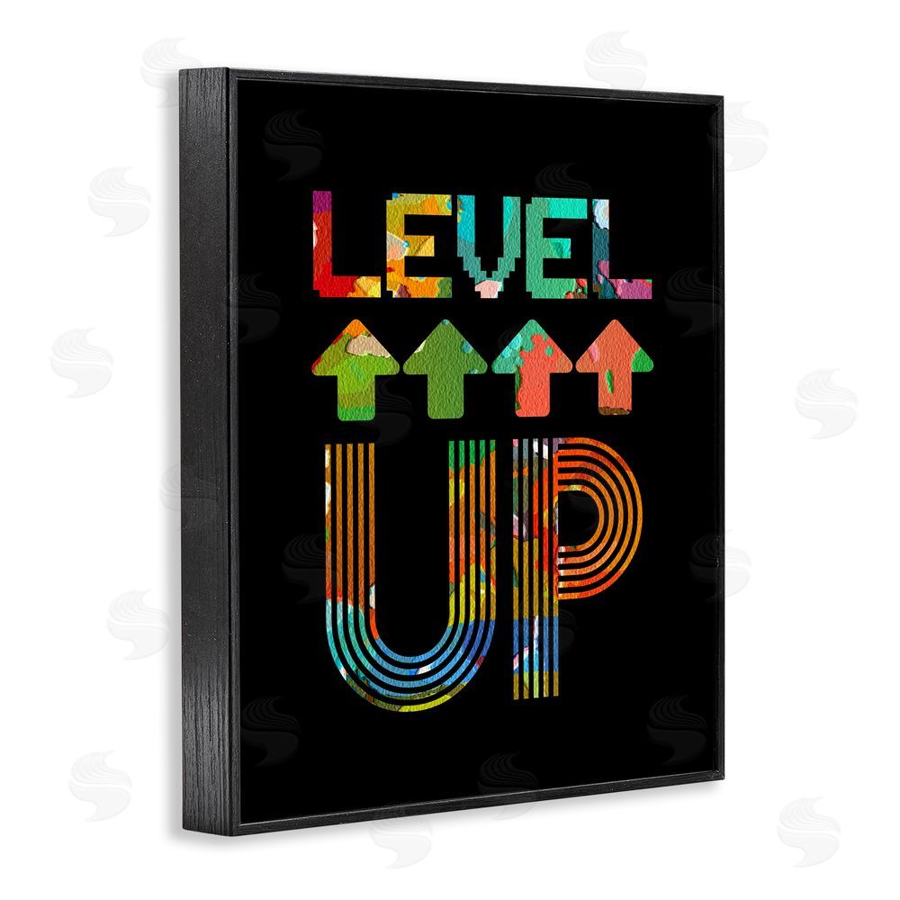 Marcus Prime Collaged Retro Level Up Black Framed Giclee Wall Art Print