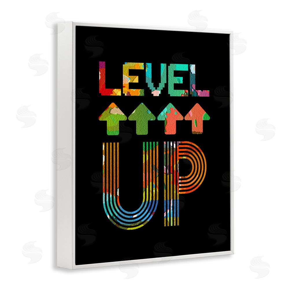 Marcus Prime Collaged Retro Level Up White Framed Giclee Wall Art Print