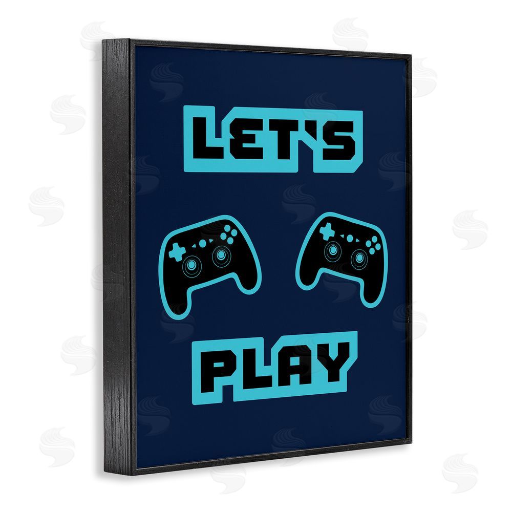 Marcus Prime Let's Play Blue Retro Gamer Black Framed Giclee Wall Art Print