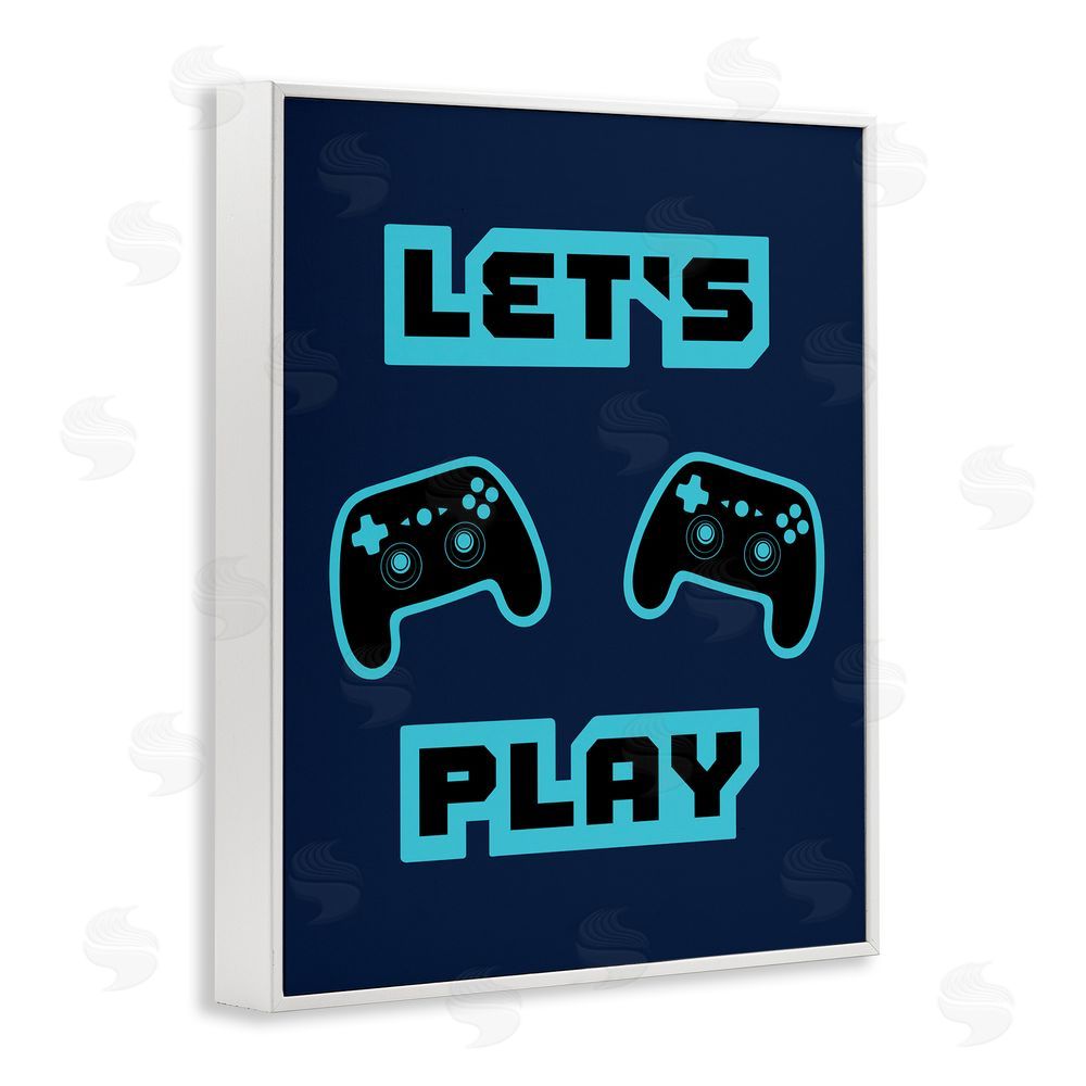 Marcus Prime Let's Play Blue Retro Gamer White Framed Giclee Wall Art Print