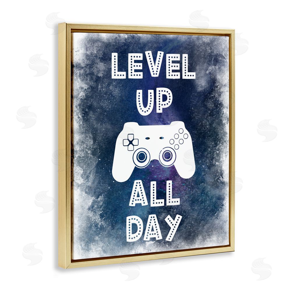 Marcus Prime Level Up All Day Splash Gold Floating Frame Canvas Wall Art Print