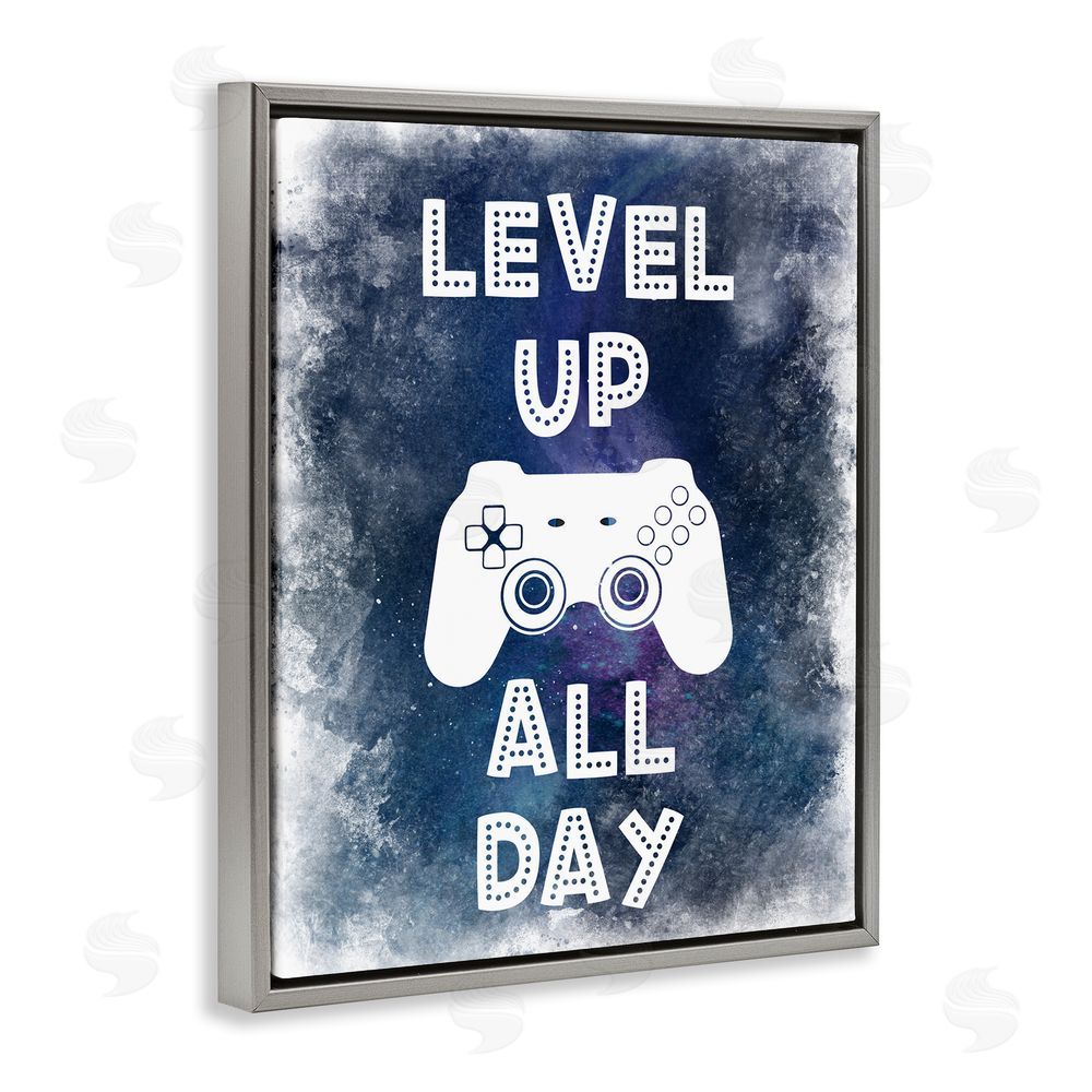 Marcus Prime Level Up All Day Splash Gray Floating Frame Canvas Wall Art Print
