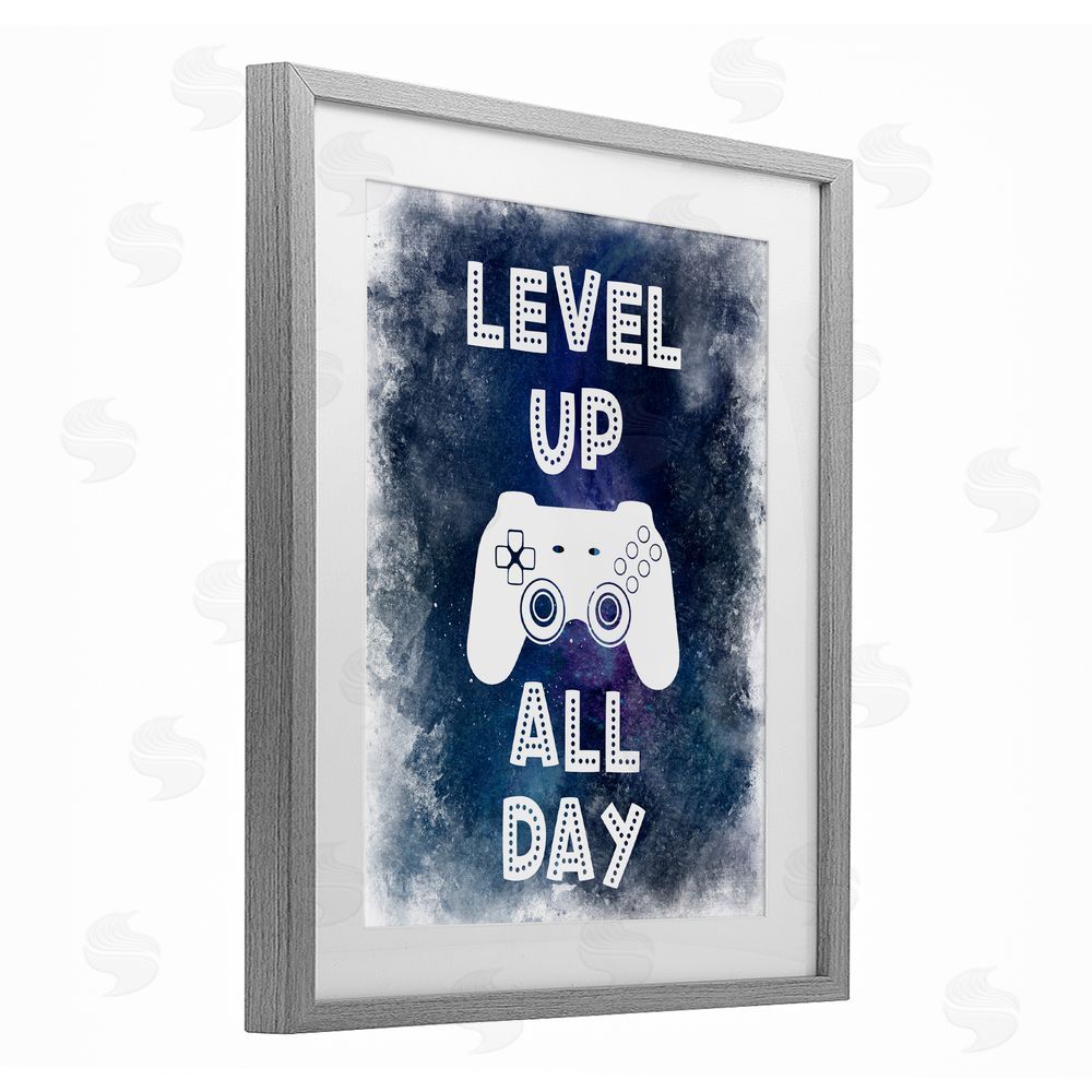 Marcus Prime Level Up All Day Splash Gray Framed Print Under Glass with White Mat Wall Art
