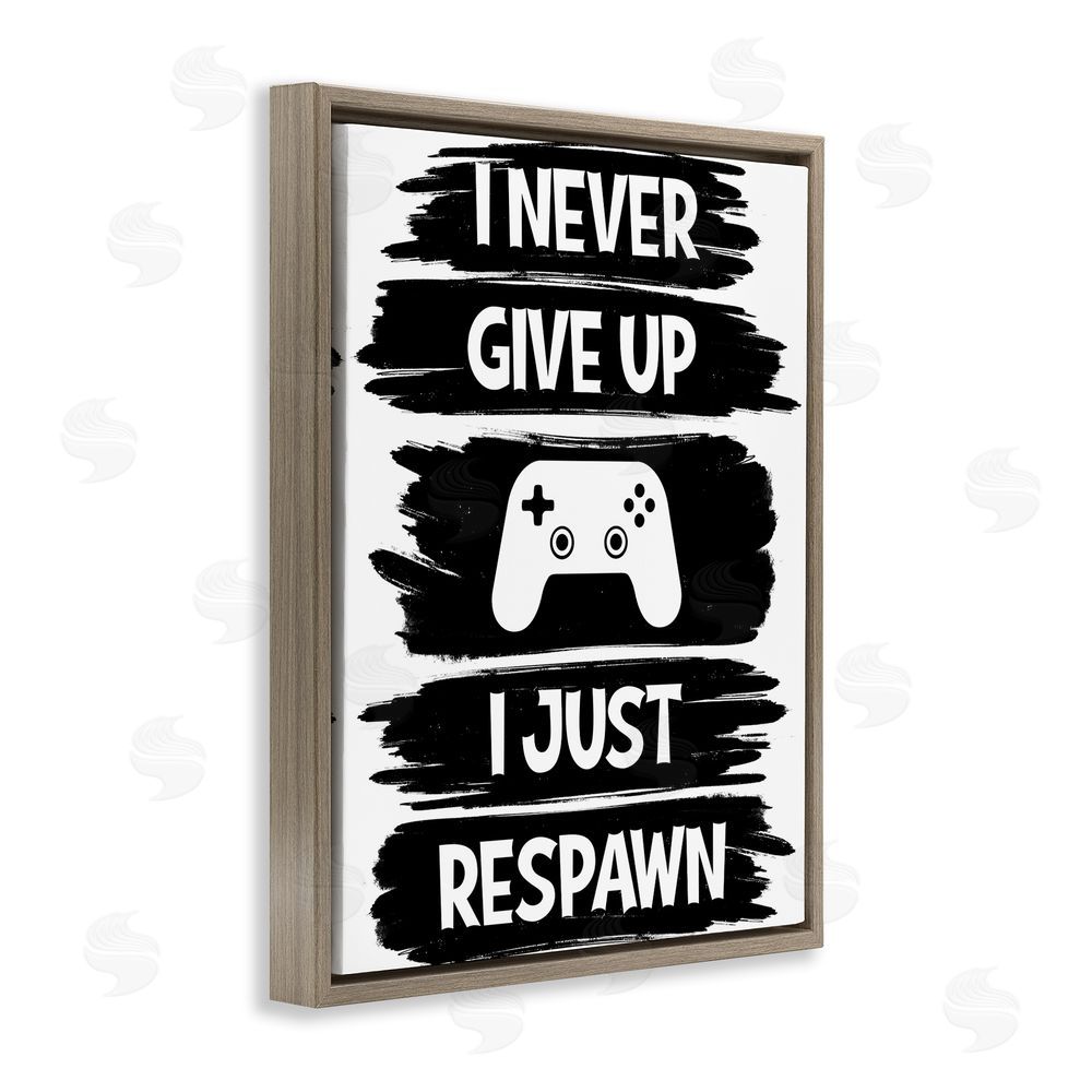Marcus Prime Never Give Up Just Respawn Brown Floating Frame Canvas Wall Art Print