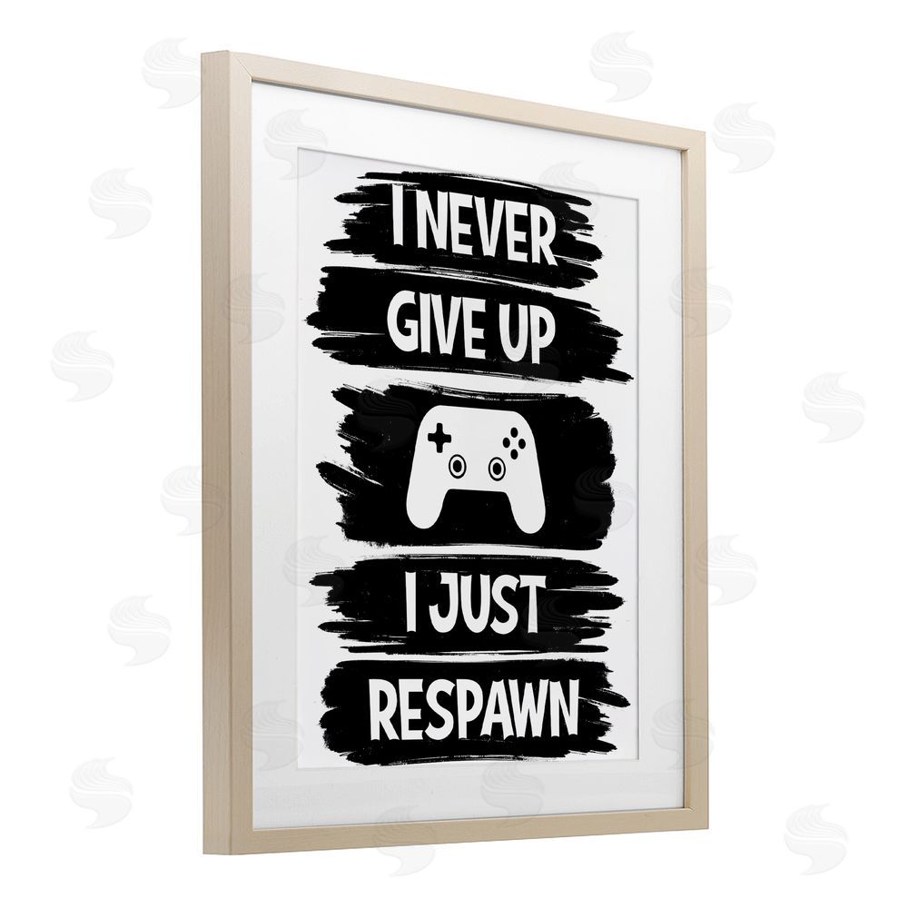Marcus Prime Never Give Up Just Respawn Birch Framed Print Under Glass with White Mat Wall Art