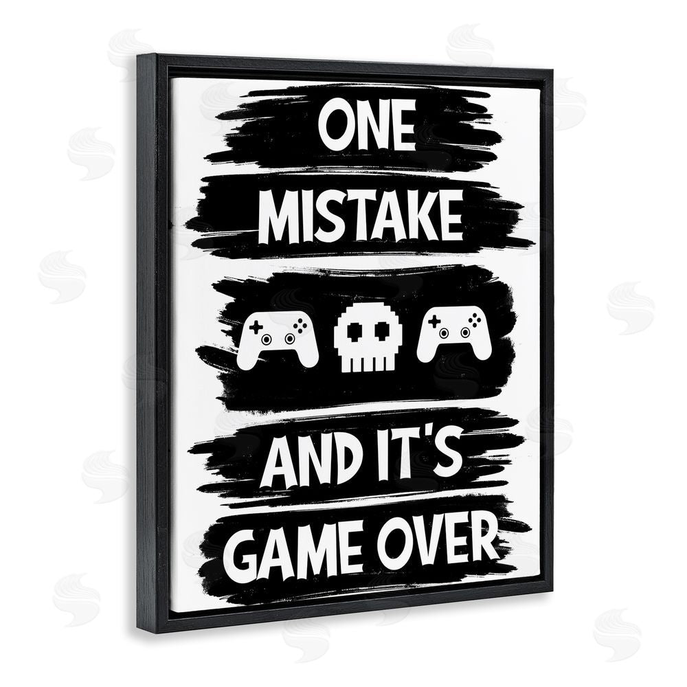 Marcus Prime One Mistake It's Game Over Black Floating Frame Canvas Wall Art Print