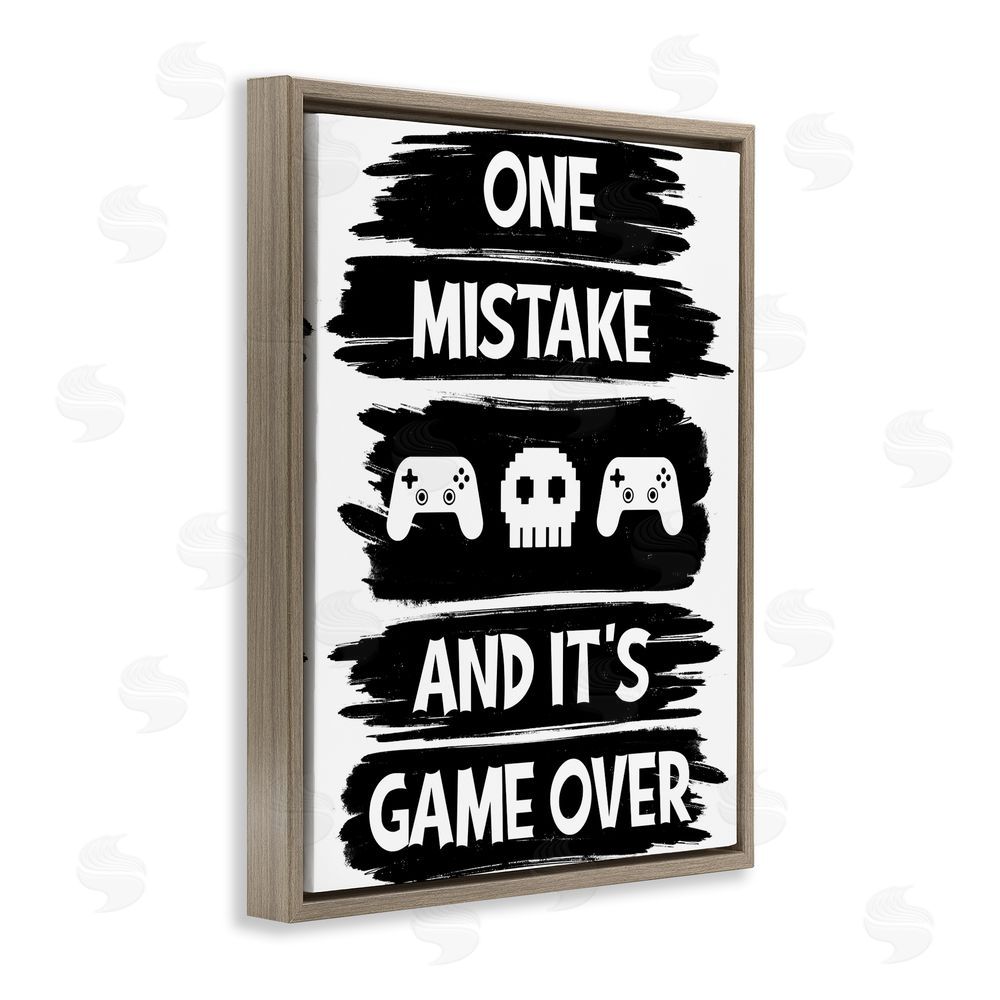 Marcus Prime One Mistake It's Game Over Brown Floating Frame Canvas Wall Art Print