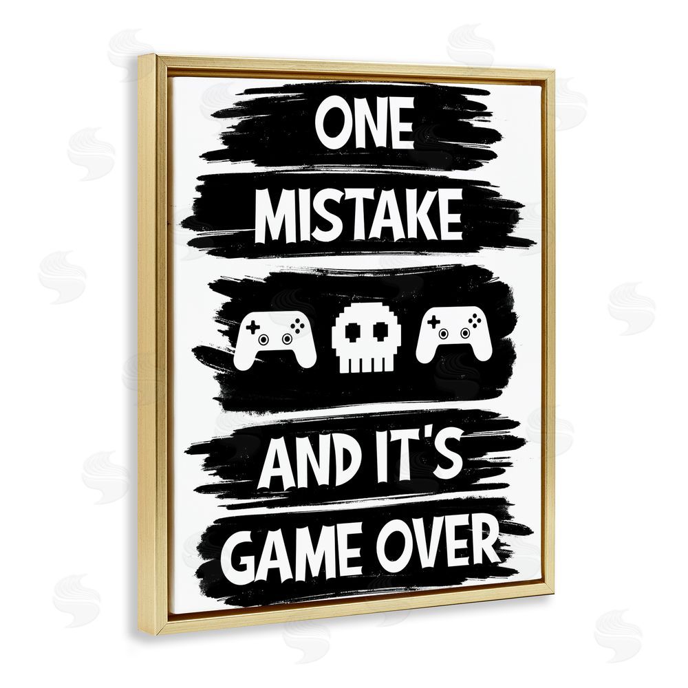 Marcus Prime One Mistake It's Game Over Gold Floating Frame Canvas Wall Art Print