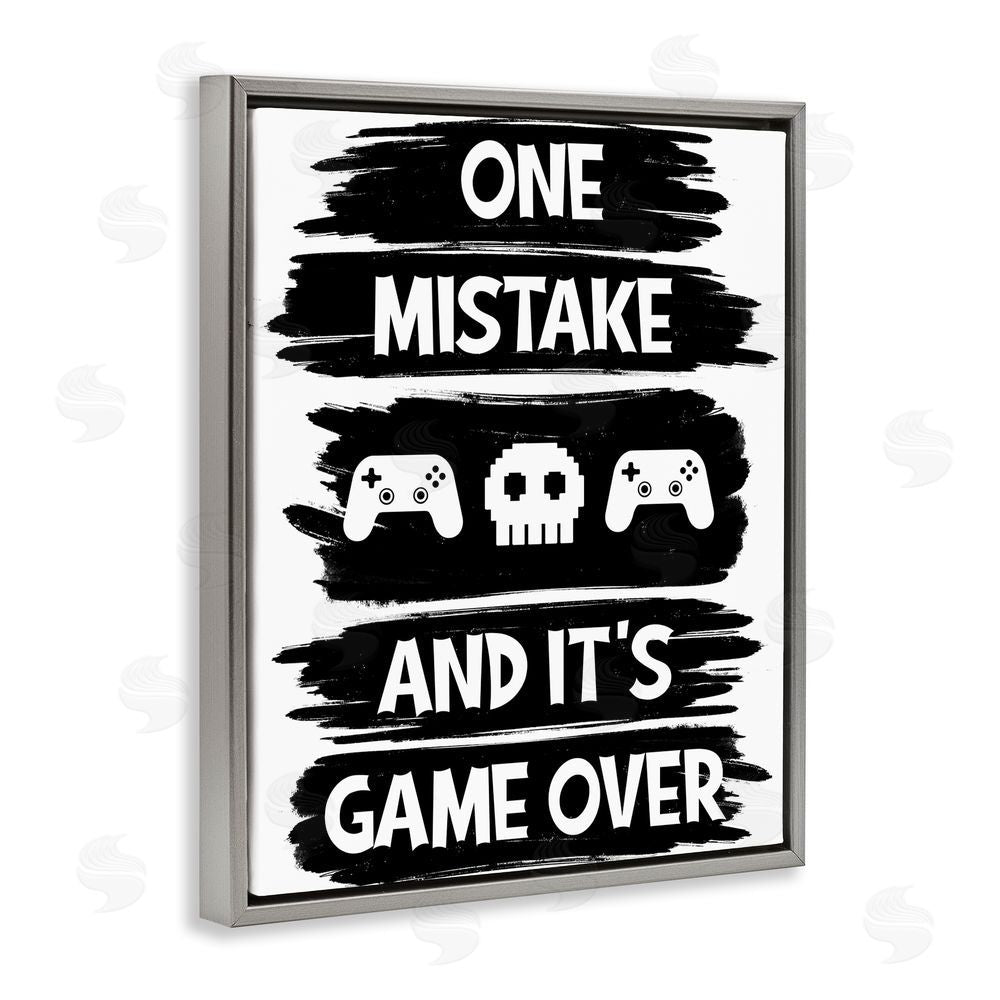 Marcus Prime One Mistake It's Game Over Gray Floating Frame Canvas Wall Art Print