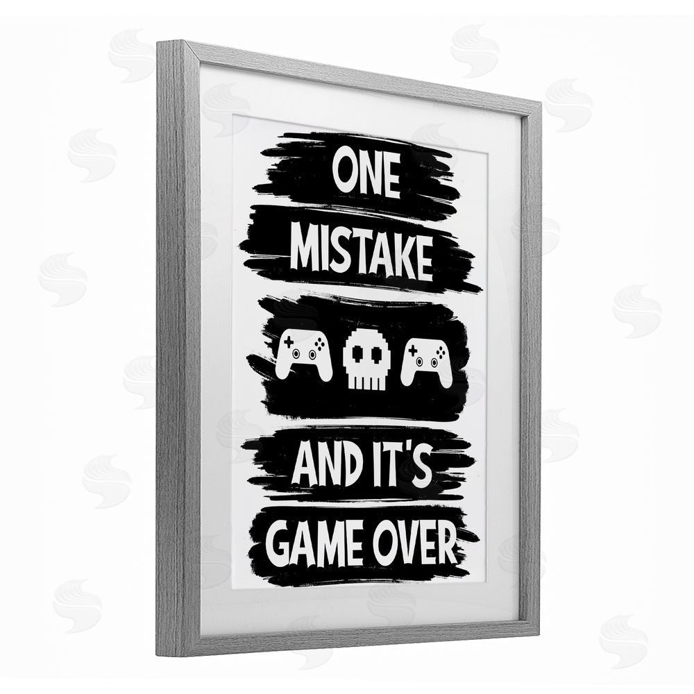 Marcus Prime One Mistake It's Game Over Gray Framed Print Under Glass with White Mat Wall Art