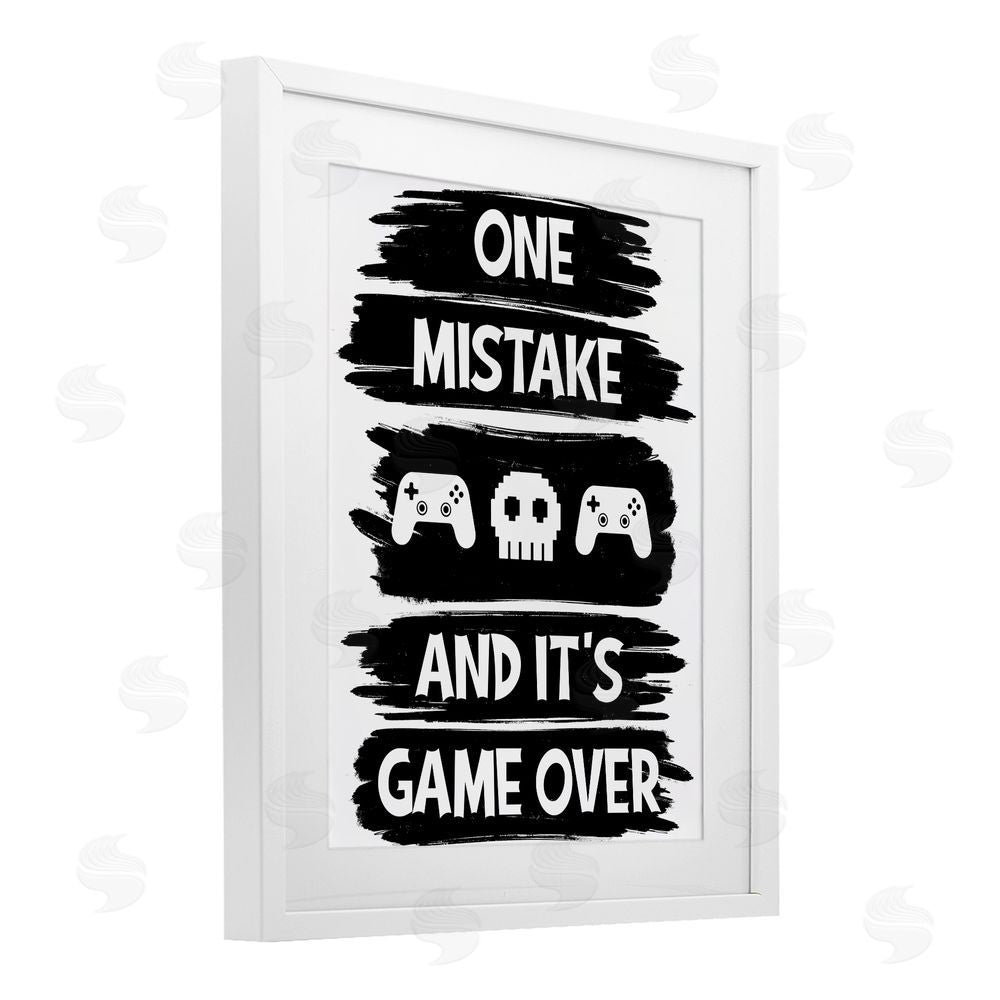 Marcus Prime One Mistake It's Game Over White Framed Print Under Glass with Mat Wall Art