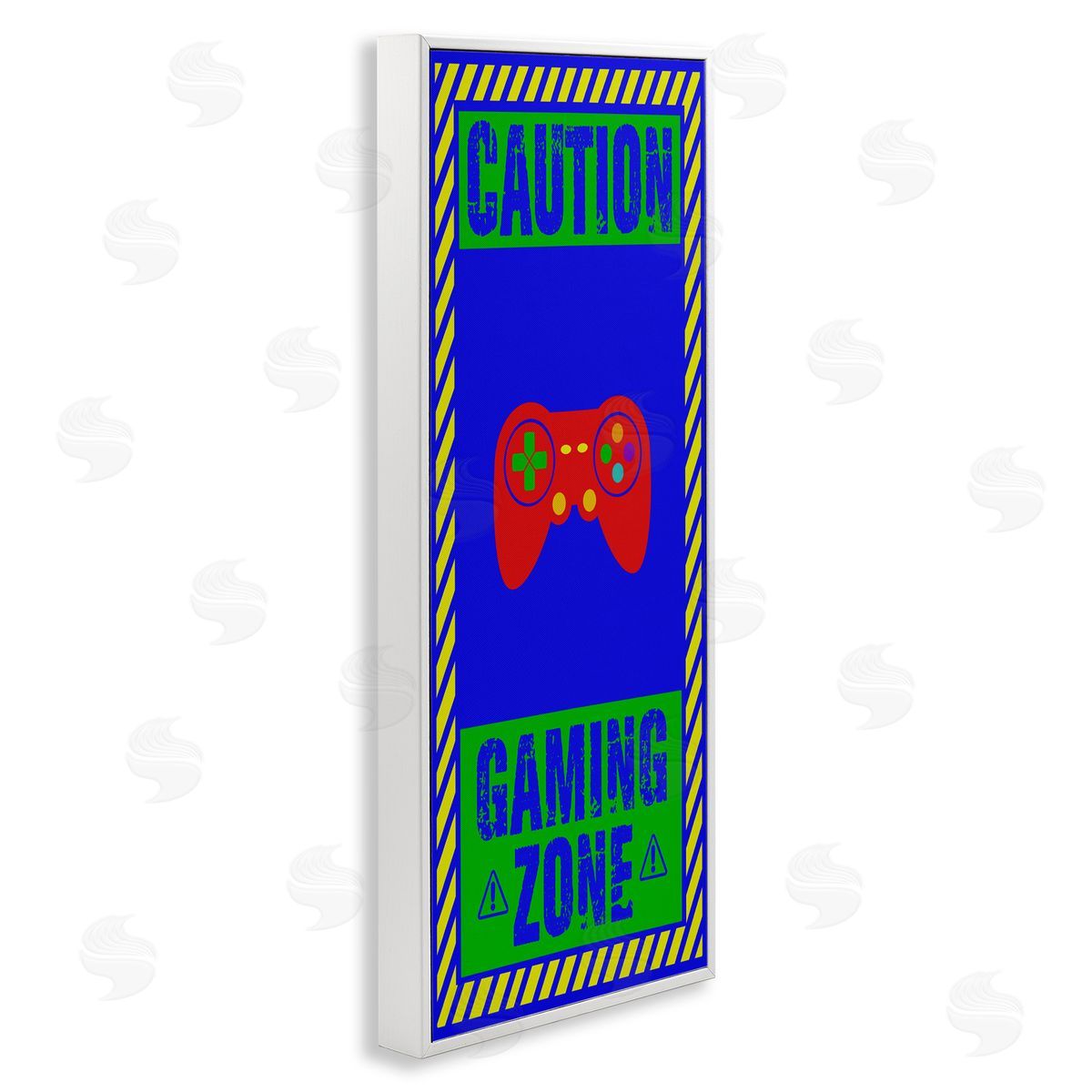 Marcus Prime Vibrant Caution Gaming Zone White Framed Giclee Wall Art Print