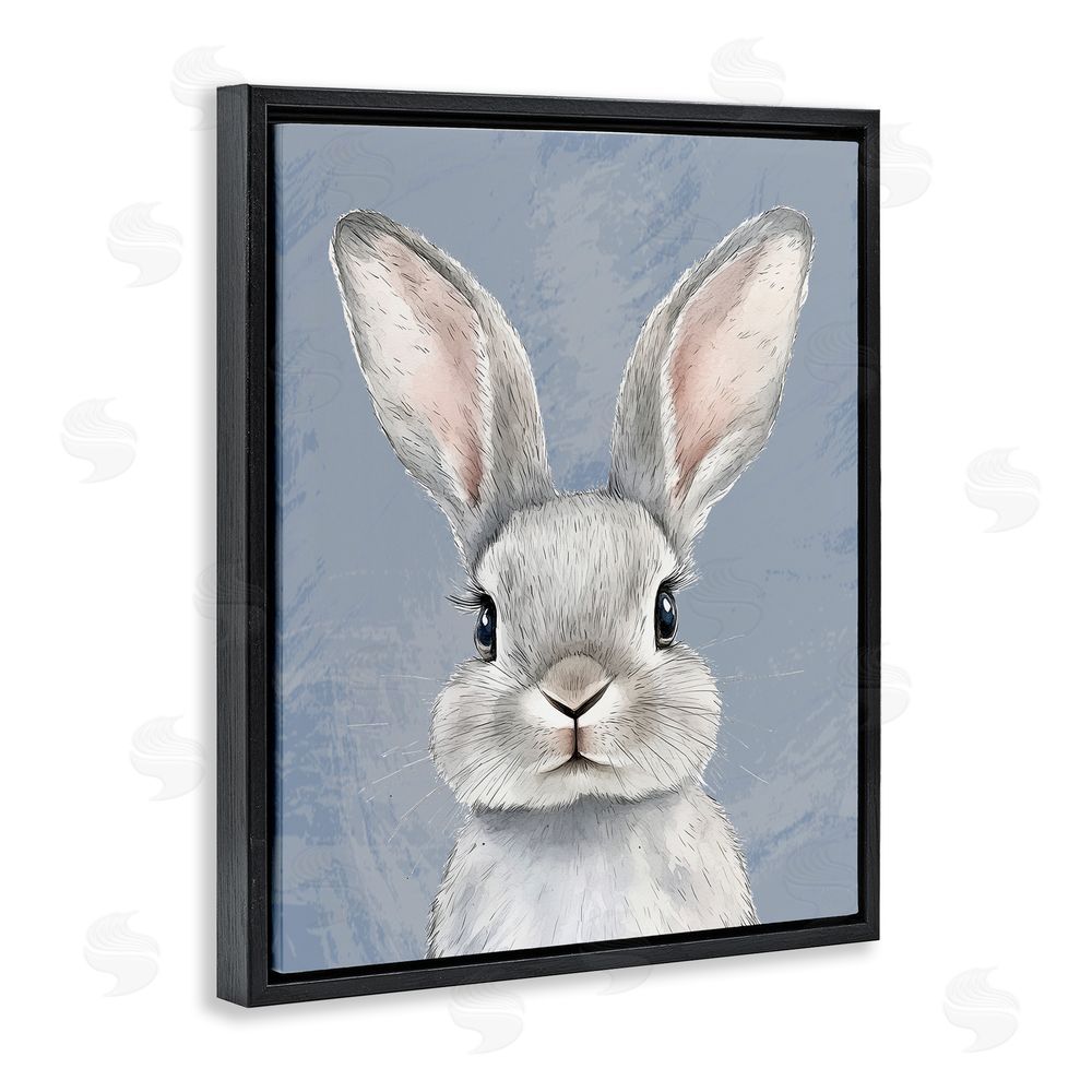 Christine Simpson Art Sweet Woodland Rabbit Black Floating Frame Canvas Wall Art Print