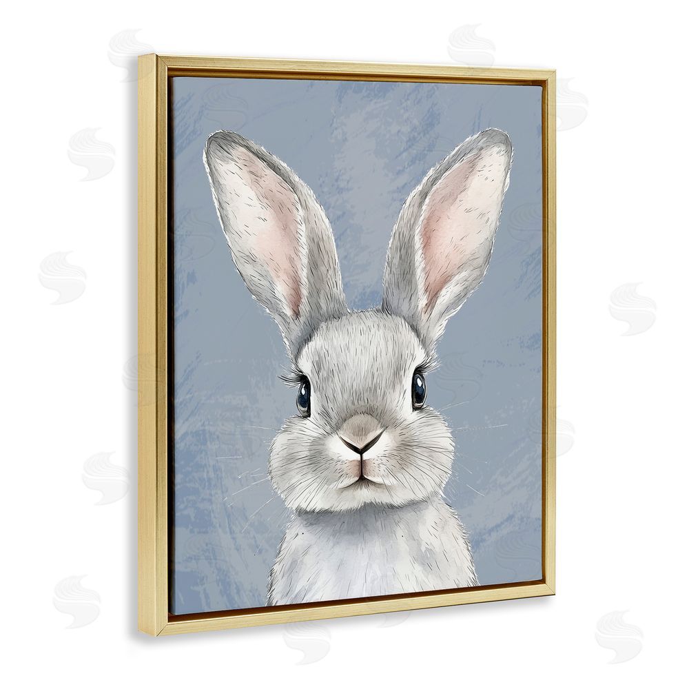 Christine Simpson Art Sweet Woodland Rabbit Gold Floating Frame Canvas Wall Art Print