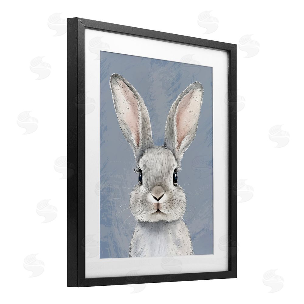 Christine Simpson Art Sweet Woodland Rabbit Black Framed Print Under Glass with White Mat Wall Art