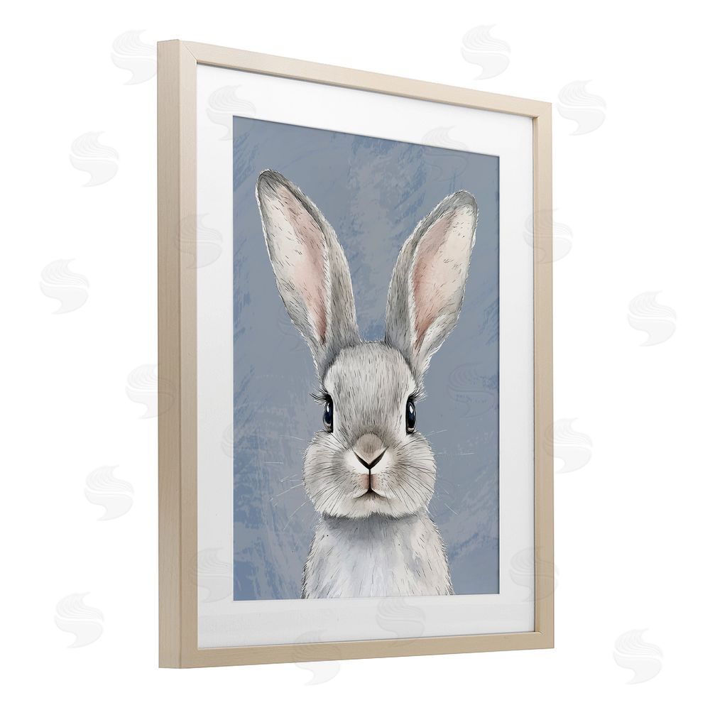 Christine Simpson Art Sweet Woodland Rabbit Birch Framed Print Under Glass with White Mat Wall Art
