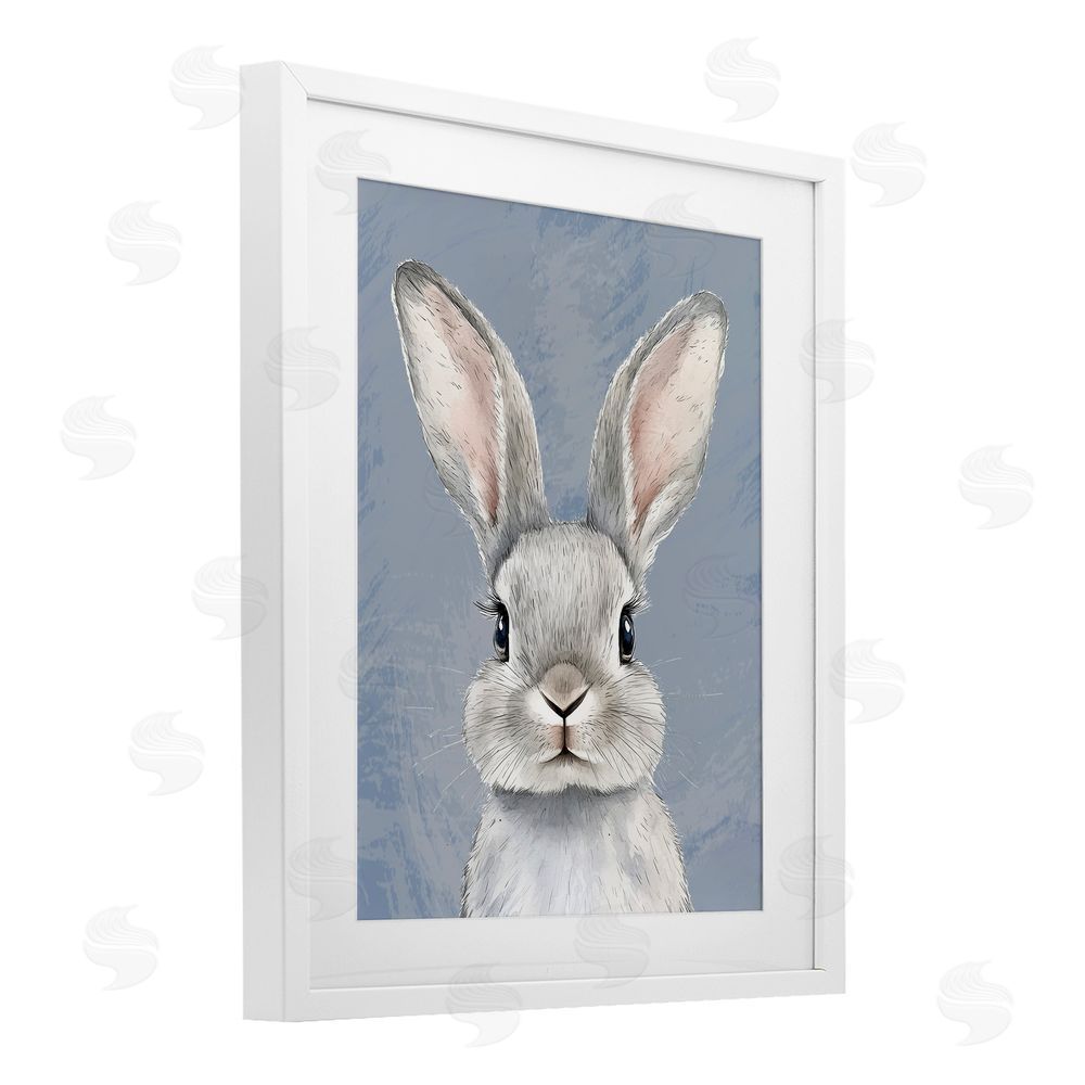 Christine Simpson Art Sweet Woodland Rabbit White Framed Print Under Glass with Mat Wall Art