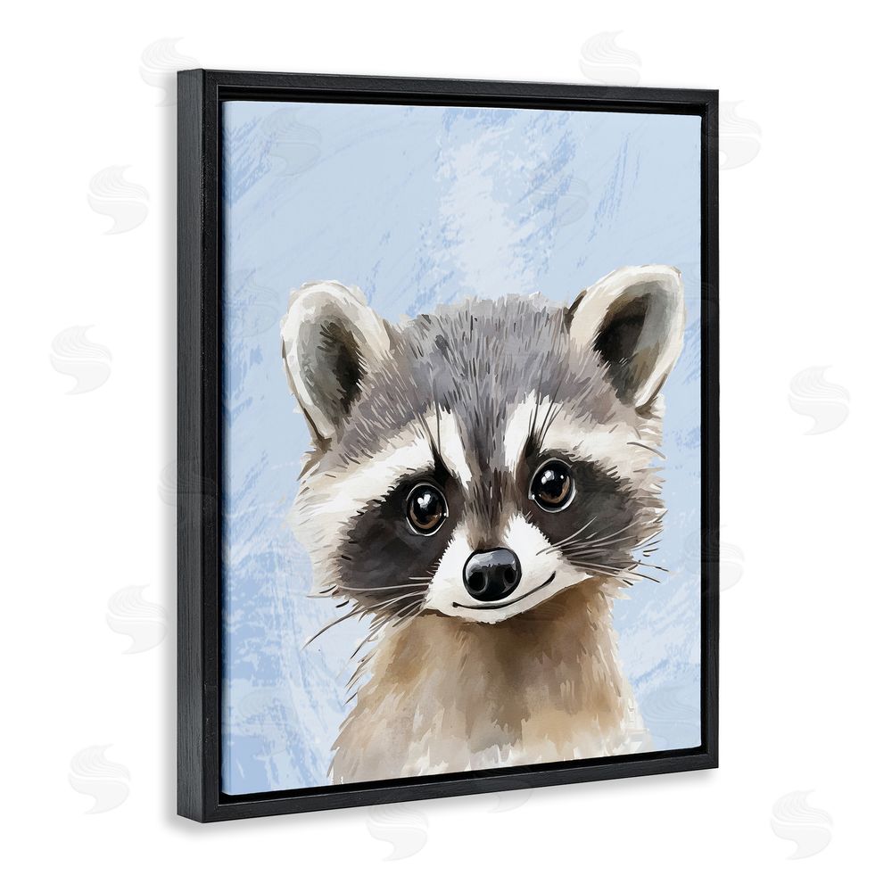 Christine Simpson Art Sweet Woodland Raccoon Black Floating Frame Canvas Wall Art Print