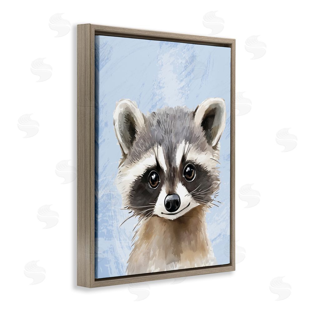 Christine Simpson Art Sweet Woodland Raccoon Brown Floating Frame Canvas Wall Art Print