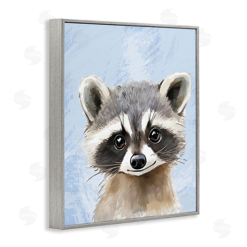 Christine Simpson Art Sweet Woodland Raccoon Gray Framed Giclee Wall Art Print