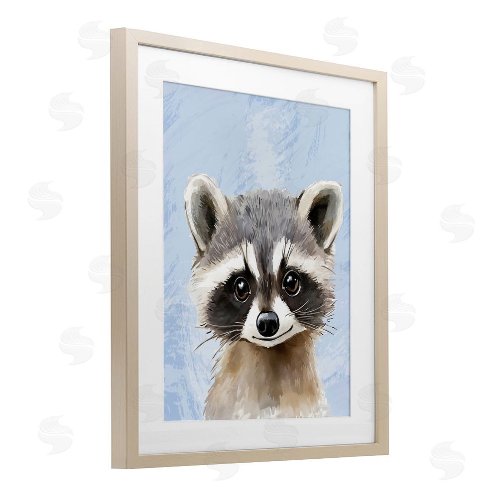 Christine Simpson Art Sweet Woodland Raccoon Birch Framed Print Under Glass with White Mat Wall Art